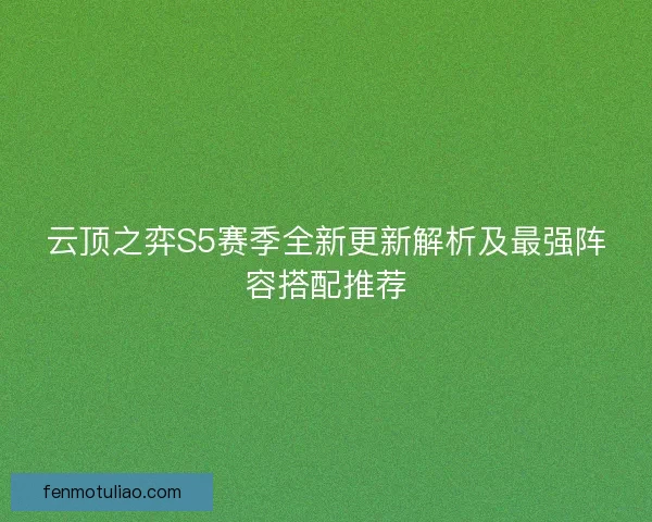 云顶之弈S5赛季全新更新解析及最强阵容搭配推荐