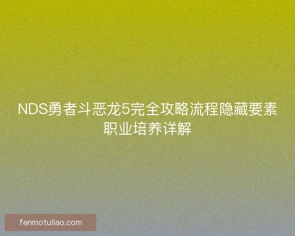 NDS勇者斗恶龙5完全攻略流程隐藏要素职业培养详解