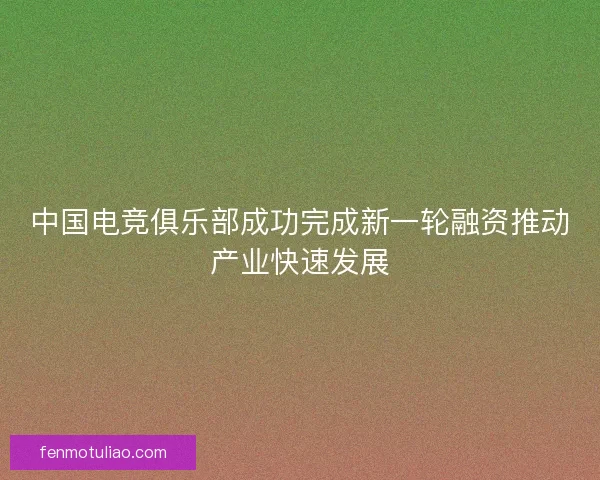 中国电竞俱乐部成功完成新一轮融资推动产业快速发展